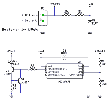 Schema elettrico LiPoly Monitor
